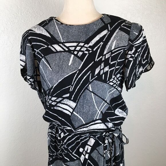 Vintage 80’s Lady Carol geometric print dress 8* - Picture 3 of 12